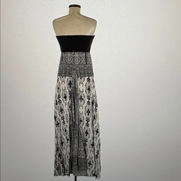 Free People Black White Medium Strapless Dress 💘  Maxi Long Excellent Condition - Picture 4 of 6